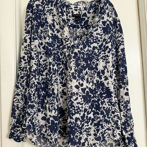 Talbots Blue and White Floral Top
